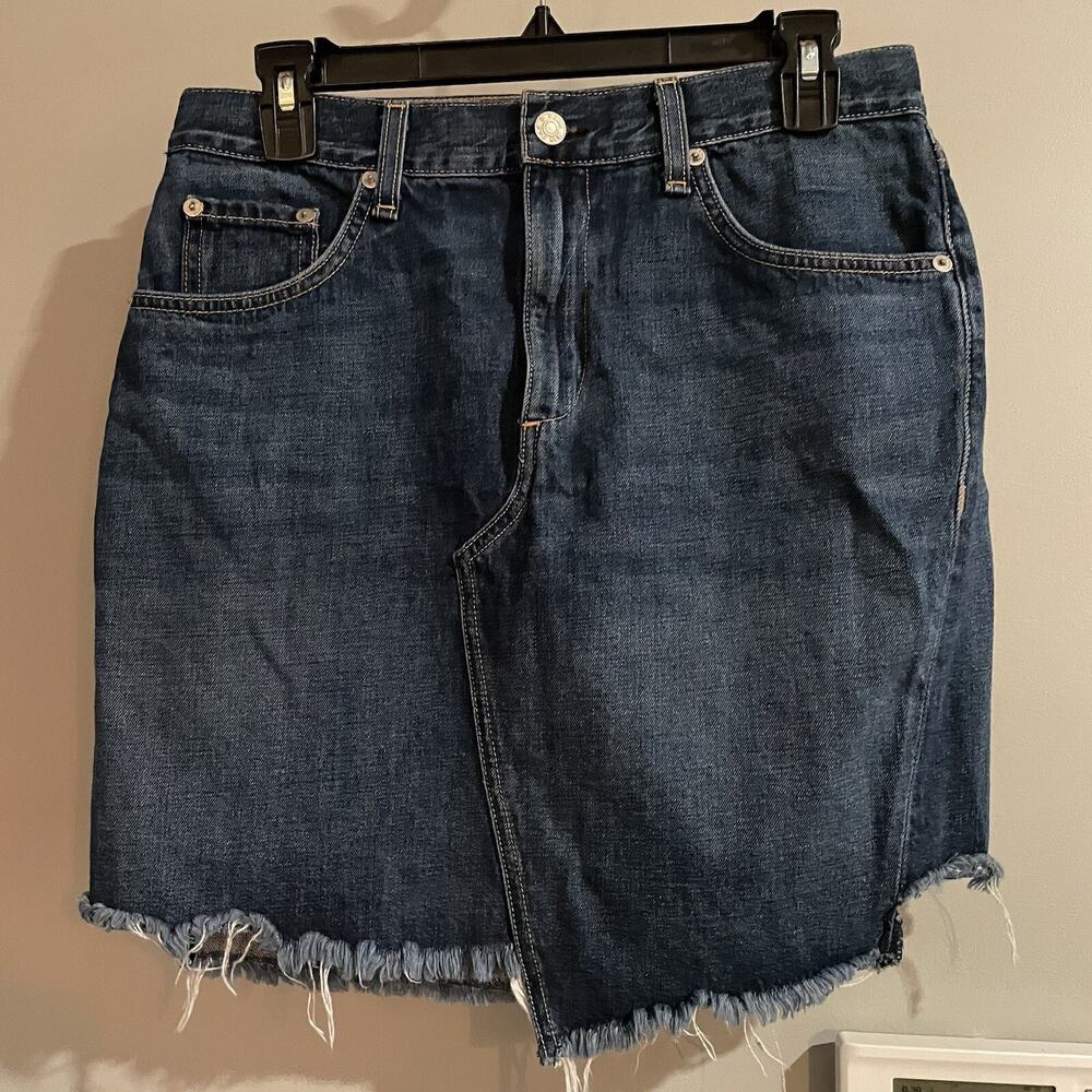 Rag & Bone Eddy Skirt Denim Mini Raw Frayed Hem 5 Pocket Womens 28